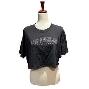 Hollister Women's Crop Top Size Large‎ Short Sleeve Boxy Tee Oversized Baggy
